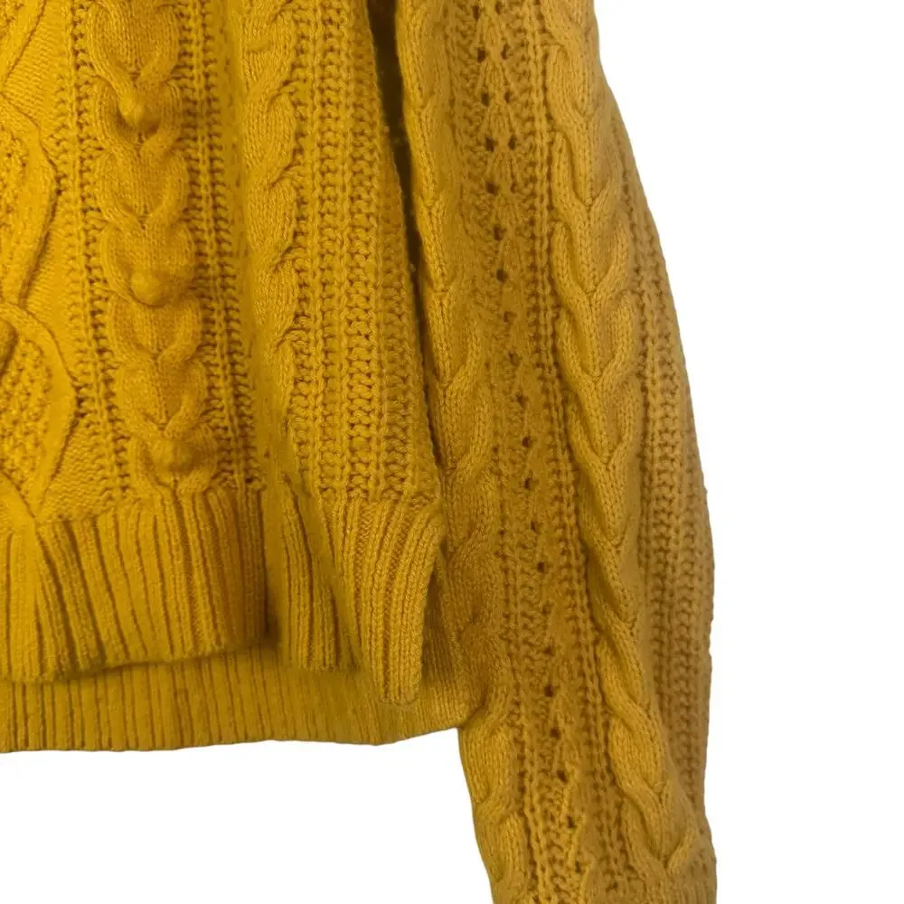 J. Crew Women Azra Cable Knit Pullover Crewneck Raglan Sleeve‎ Classic Medium